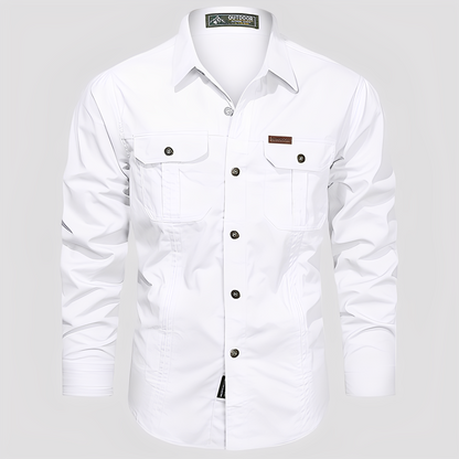 Ranulph - Luźna koszula cargo z długim rękawem dla mężczyzn