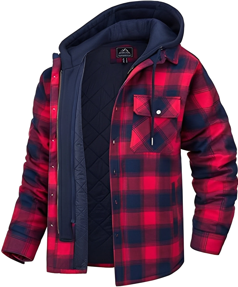 Rodger - Στιλάτη Καρό Κουκουλοφόρη Ζακέτα για Άνδρες