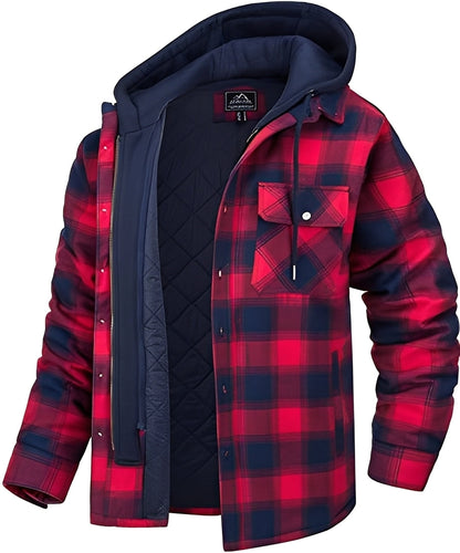 Rodger - Στιλάτη Καρό Κουκουλοφόρη Ζακέτα για Άνδρες