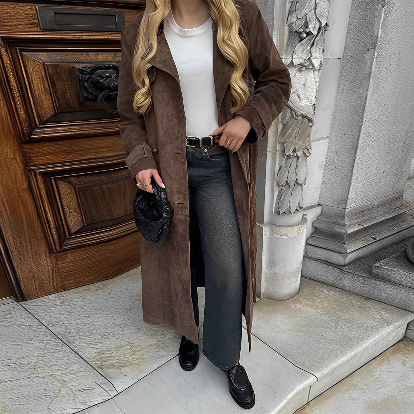 Katrina - Stylish double-breasted long coat for women