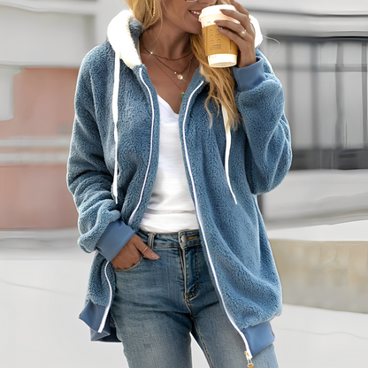Rheanna - Warm fleece jacket with hood for women