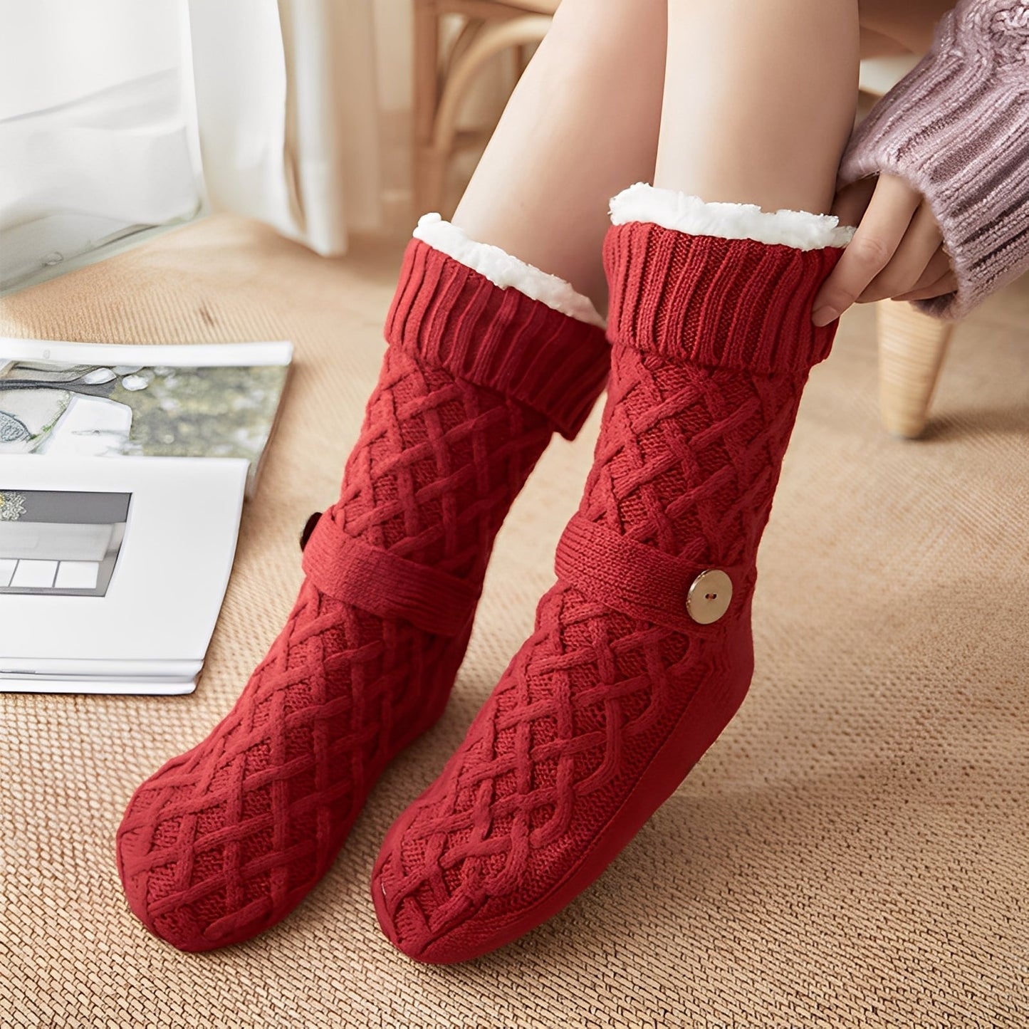 Lavina - Στιλάτες, με Fleece επενδεδυμένες μάλλινες κάλτσες για γυναίκες