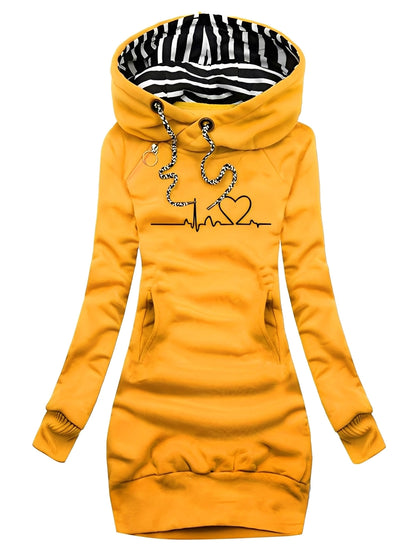 Roxanne - Casual printed knitted dress with hood for women