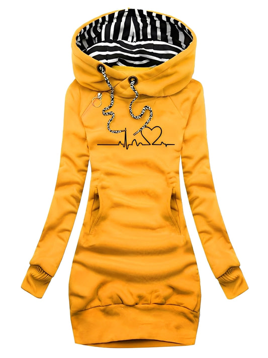 Roxanne - Casual printed knitted dress with hood for women