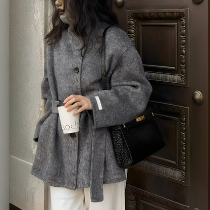 Claudia - Relaxed double-breasted wool coat for women