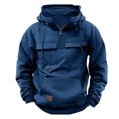 Malcom - Κλασικό hoodie με πολλαπλές τσέπες για άνδρες
