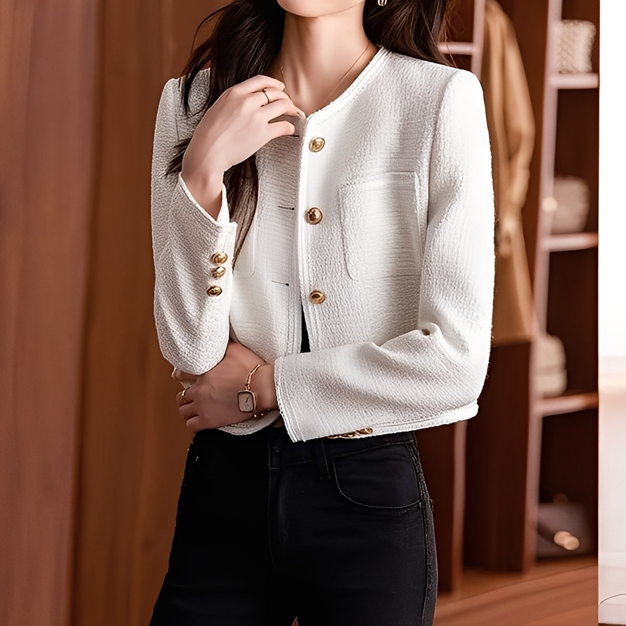 Trecia - Stylish short tweed jacket for women