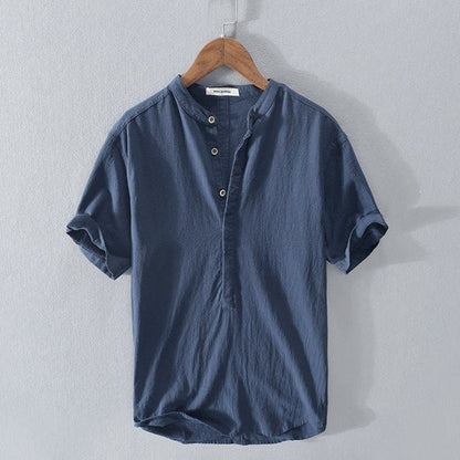Nico - Casual Short Sleeve Shirt in Linen-Cotton