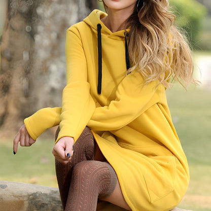 Glenna - Relaxed, long-sleeved dress with hood for women