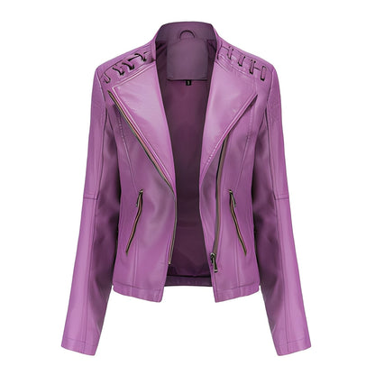 Narelle - Stylish, slim short leather jacket for women