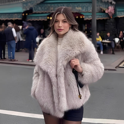 Melany - Elegant synthetic fur coat for women