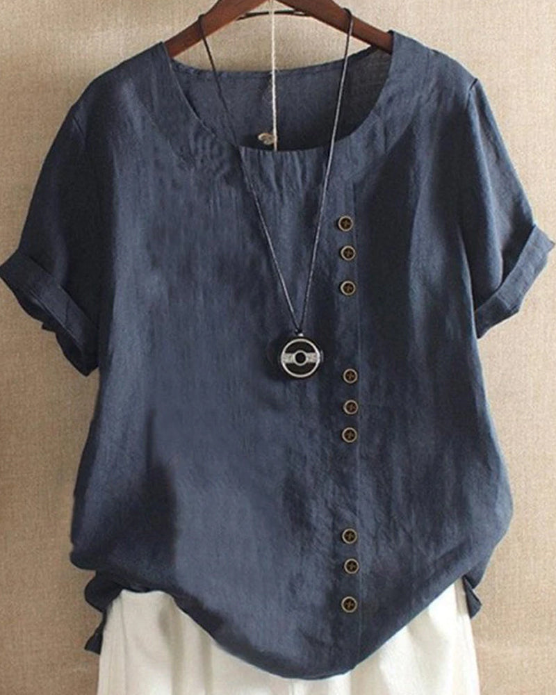 Julianny - Blouse with short sleeves and buttons front