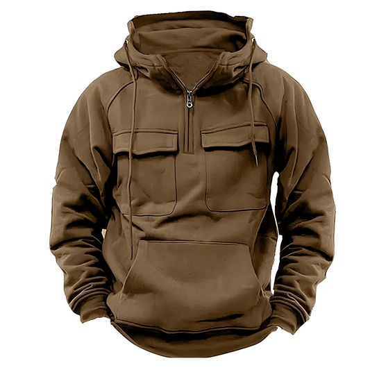 Malcom - Κλασικό hoodie με πολλαπλές τσέπες για άνδρες