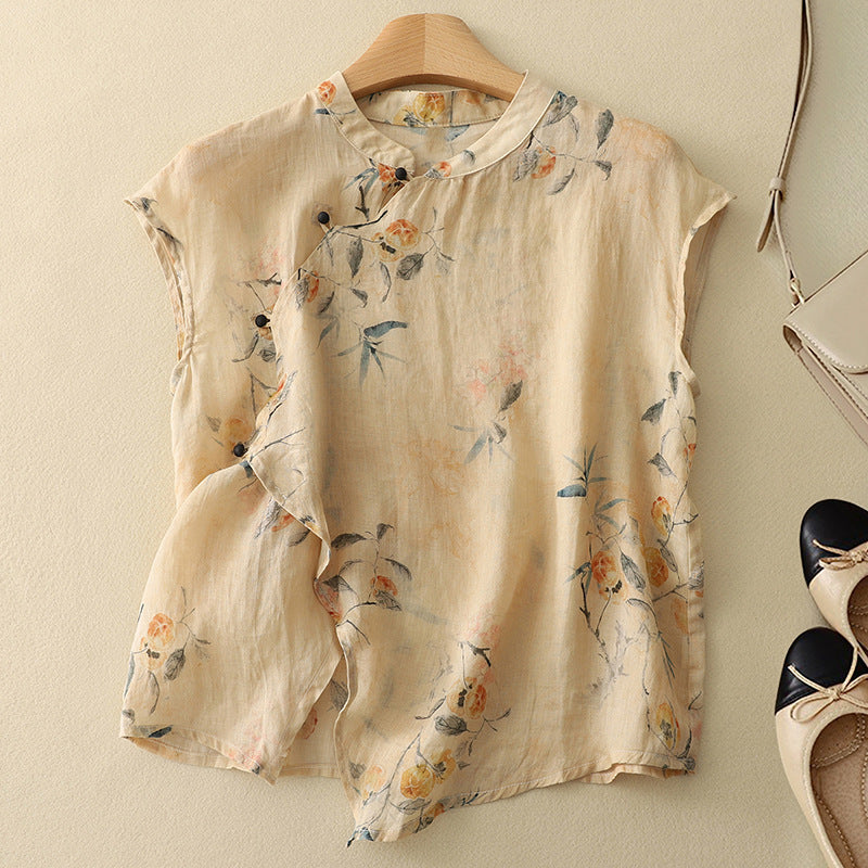 Diana - Sleeveless Floral Blouse