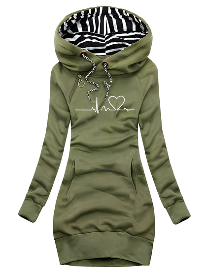 Roxanne - Casual printed knitted dress with hood for women