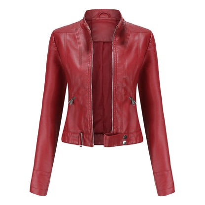 Madeline - Stylish Leather Jacket with Stand-up Collar for Women
