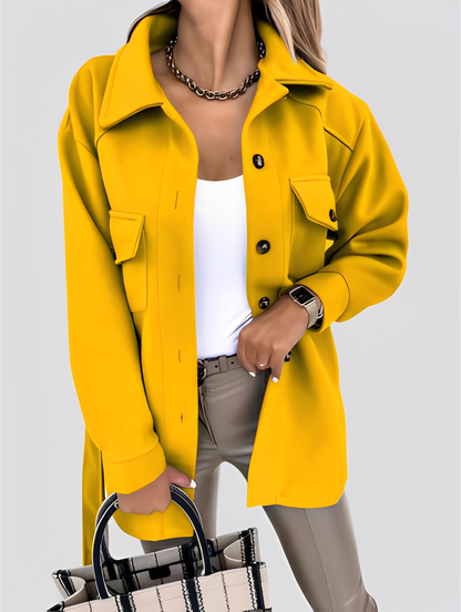 Tiffanie - Modern, lightweight wool cardigan with lapel collar for women