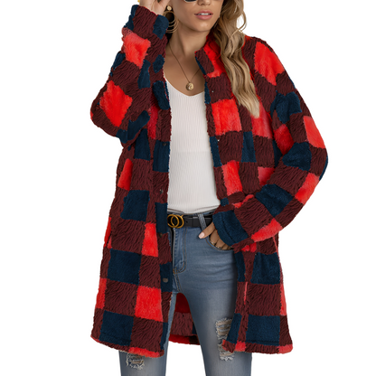 Malvina - Stylish long checkered cardigan for women