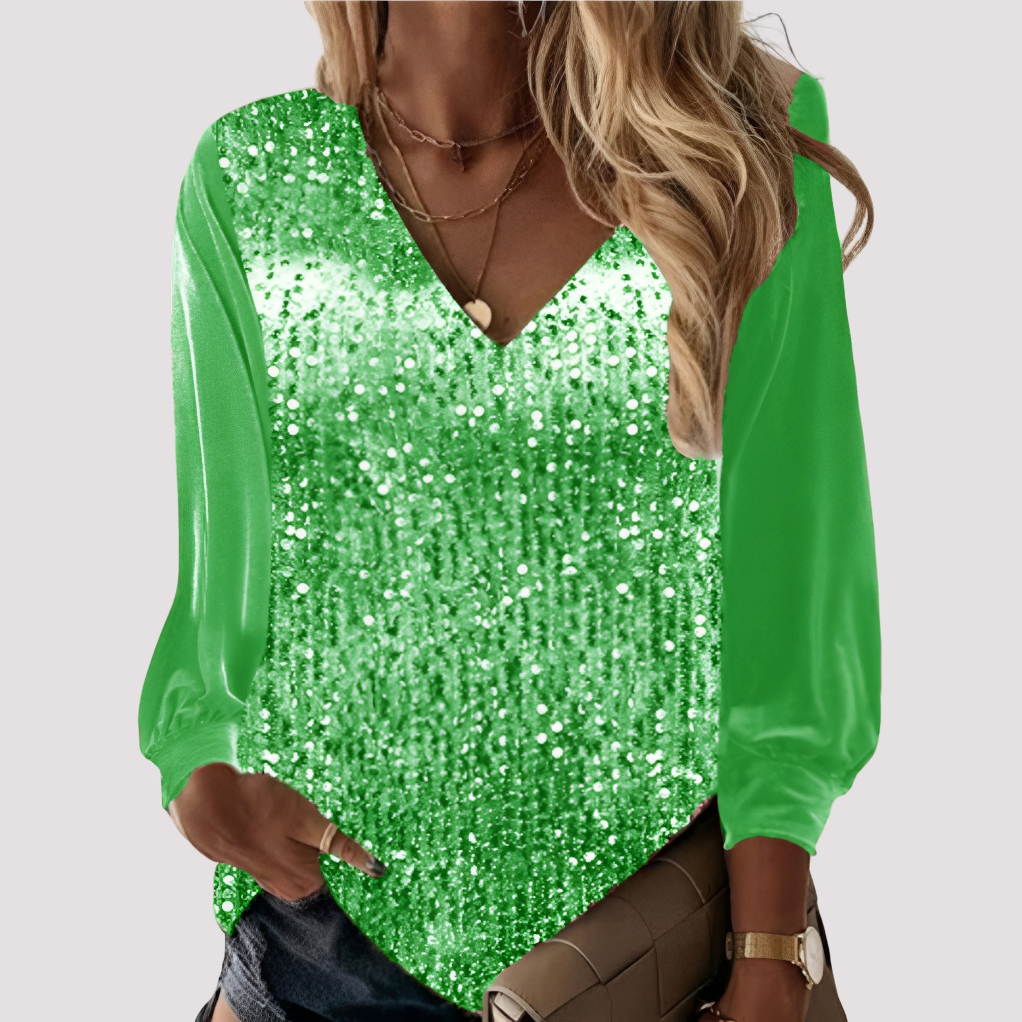 Hazel - Long-Sleeved Sequin Top