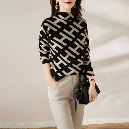 Eleanor - Στιλάτη μακρυμάνικη πλεκτή μπλούζα με σχέδιο για γυναίκες