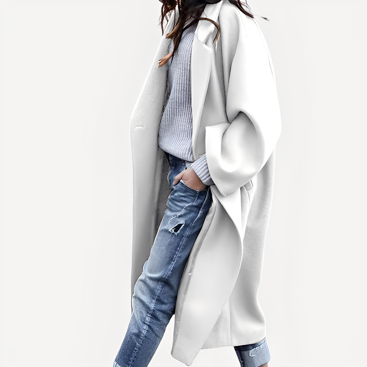 Camellia - Relaxed long woolen cloak for women