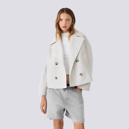 Bethney - Veste courte élégante en laine avec col pour femmes