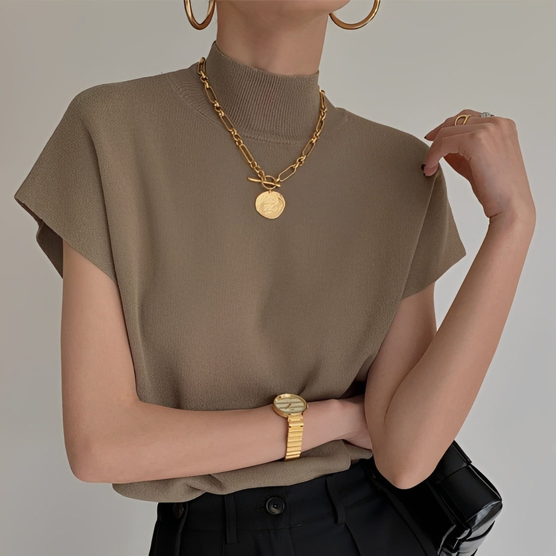 Rhea - Stylish Half Turtleneck Top