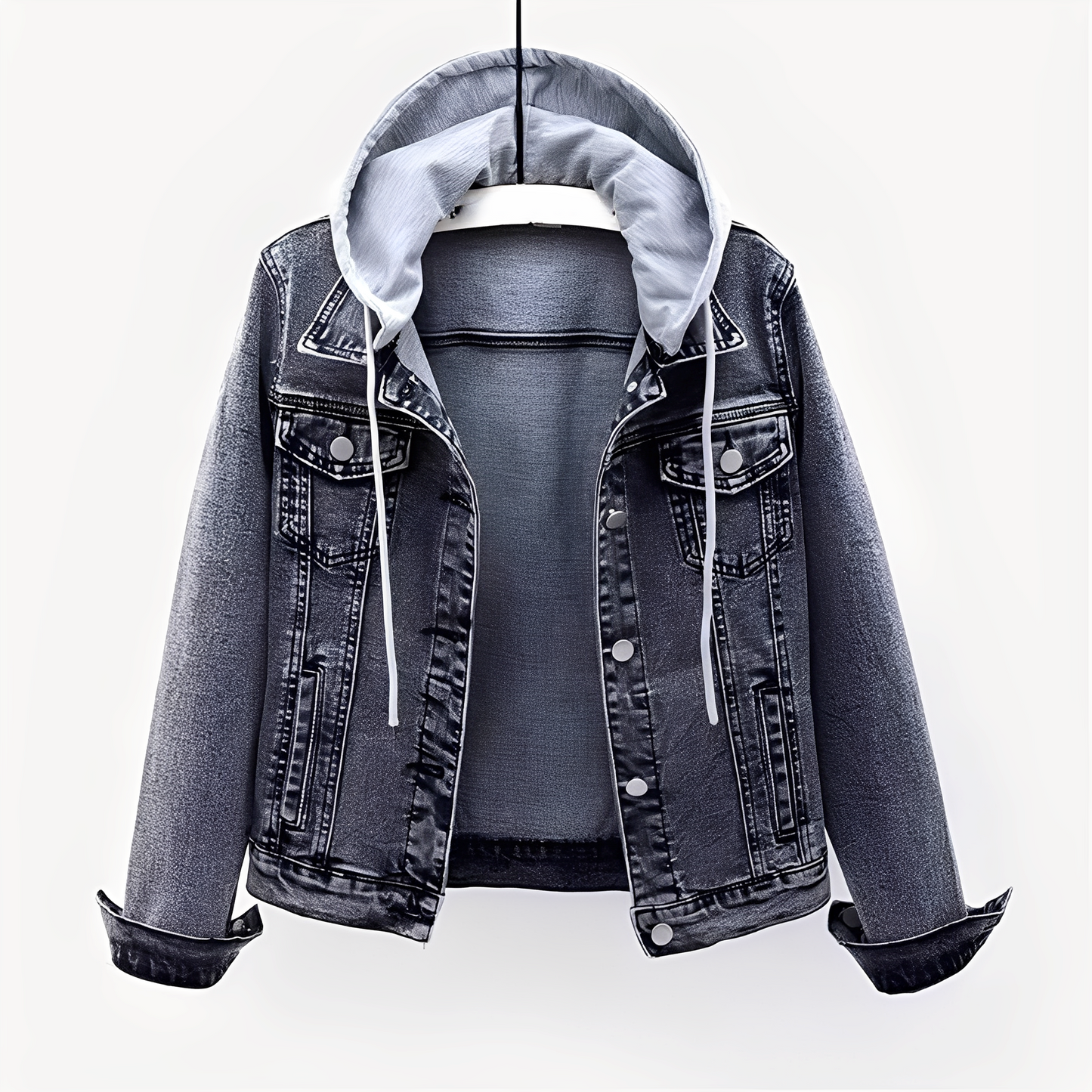 Karolyn - Στιλάτη τζιν ζακέτα με κουκούλα για γυναίκες