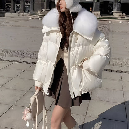 Victoria - elegant windproof jacket with fur for women