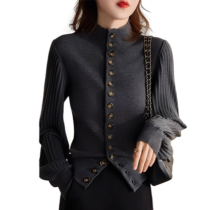 Adelyn - Καθημερινό Πλεκτό Μπλούζα με Φανάρια Μανίκια για Γυναίκες