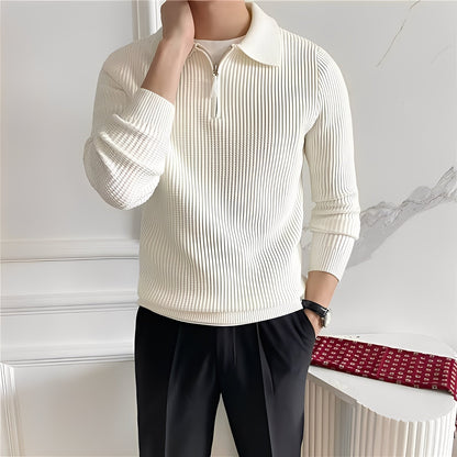 Justin - Pull Tricoté Élégant avec Fermeture Éclair pour Hommes