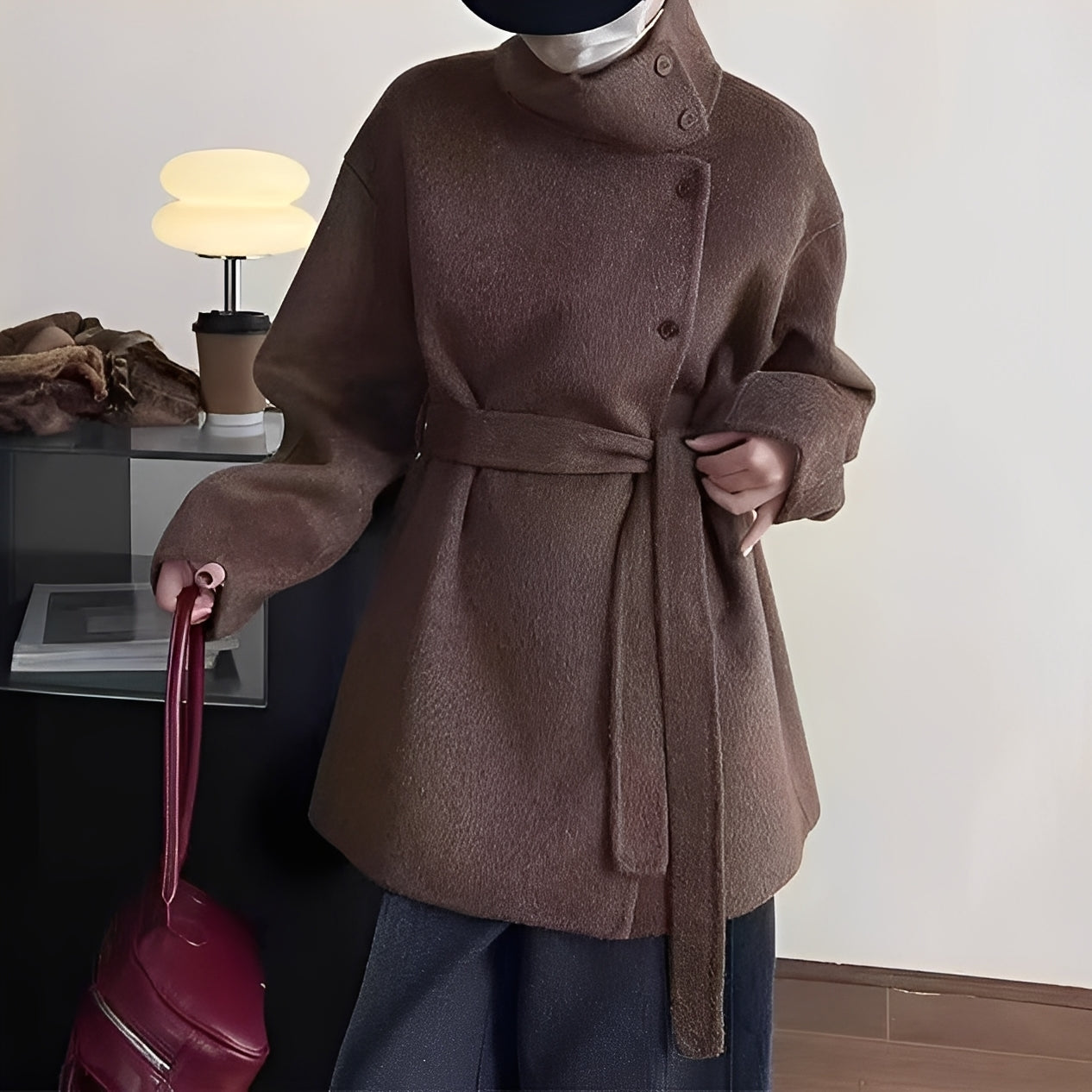 Claudia - Relaxed double-breasted wool coat for women