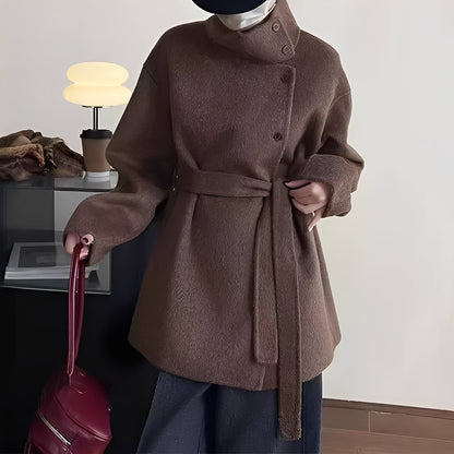 Claudia - Relaxed double-breasted wool coat for women