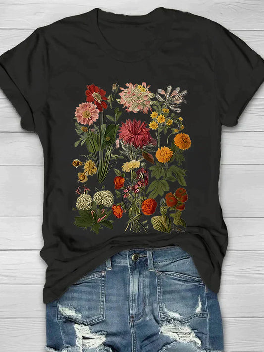 Liv - Γυναικείο T-Shirt με Ρετρό Λουλούδια