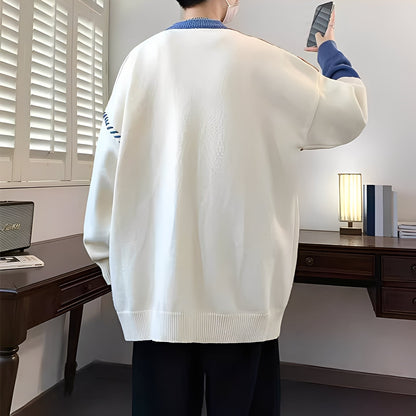 Curtis - Pull polaire stylé avec motif à blocs de couleur pour hommes