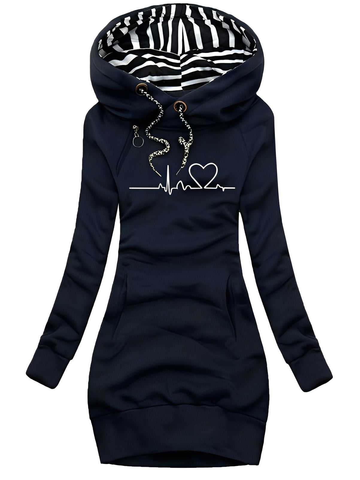 Roxanne - Casual printed knitted dress with hood for women