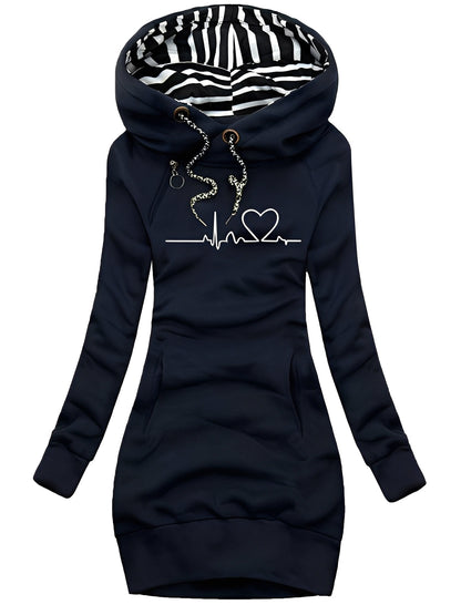 Roxanne - Casual printed knitted dress with hood for women