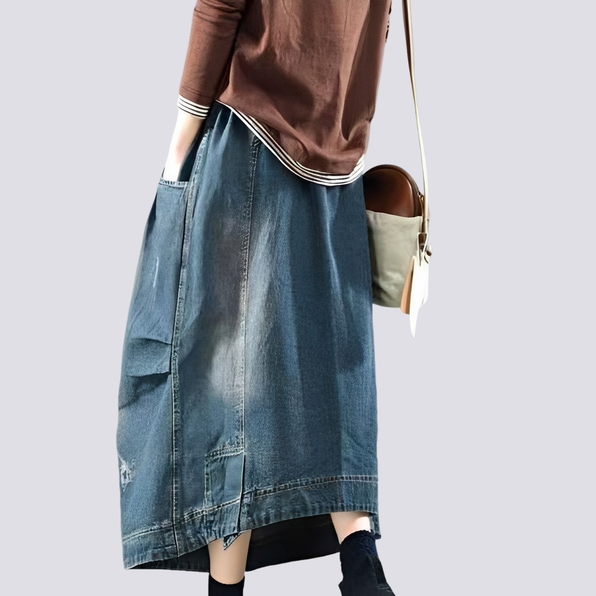 Fiona - Classic Women's Patchwork Denim Skirt