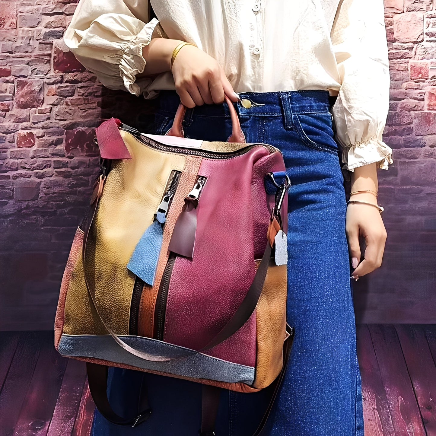 Alayna - Κλασικό Δερμάτινο Σακίδιο για Γυναίκες