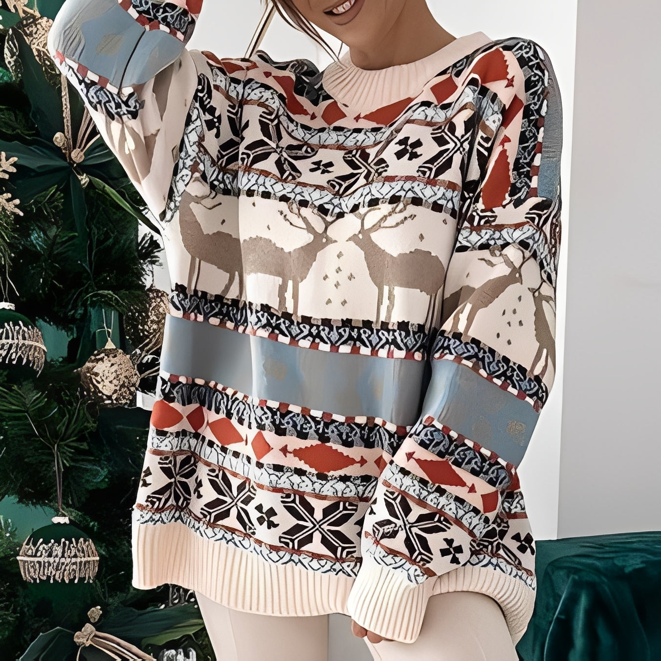 Rosemary - Στυλάτο, ζεστό χριστουγεννιάτικο πουλόβερ για γυναίκες