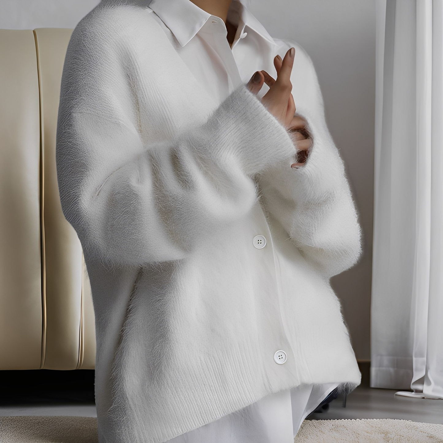 Emberly - Χαλαρός, χαλαρά εφαρμοστός κασμιρένιος πουλόβερ για γυναίκες