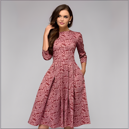 Elisabeth - Stylish, long-sleeved dress with flowers for women