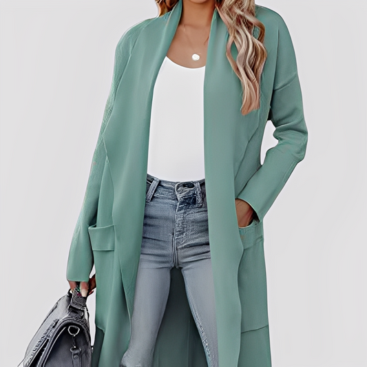 Chantal - Χαλαρό μακρύ τουίντ πλεκτό ζακέτα για γυναίκες