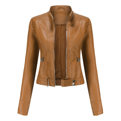 Madeline - Stylish Leather Jacket with Stand-up Collar for Women