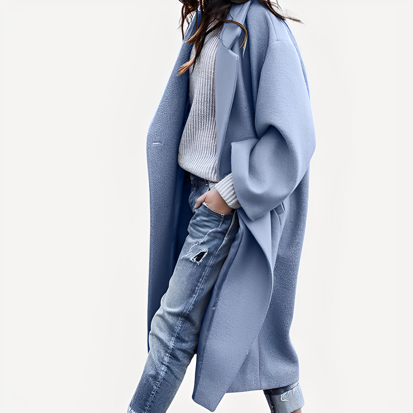 Camellia - Relaxed long woolen cloak for women