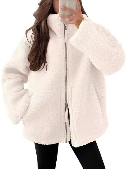 Rowena - Elegant wool jacket with zipper for women