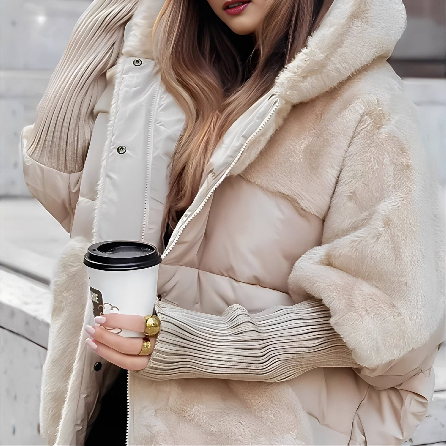 Alayna - Elegant, stylish cardigan with faux fur for women