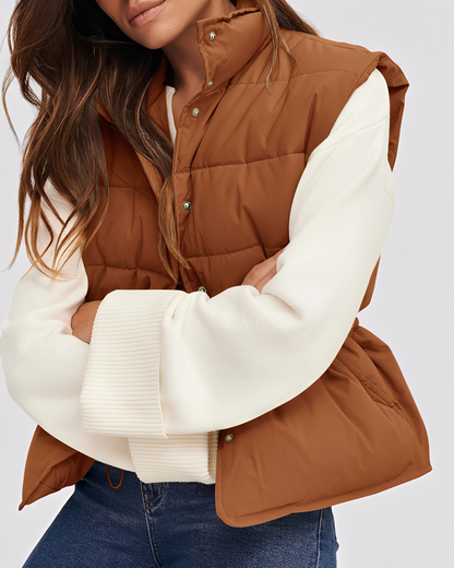 Aimee - Relaxed, quilted single-button vest for women