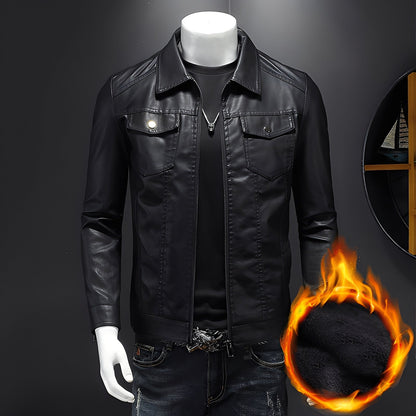 Brycen - Κλασική στενή δερμάτινη ζακέτα για άνδρες