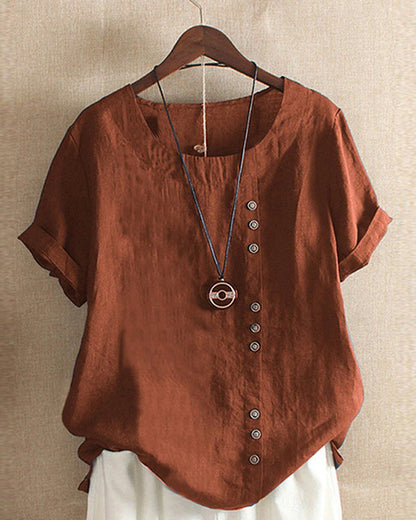 Julianny - Simple blouse with short sleeves and round neck